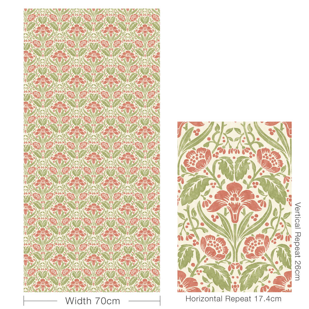 Iris Meadow - Pink/Green - G P & J BAKER Wallpaper