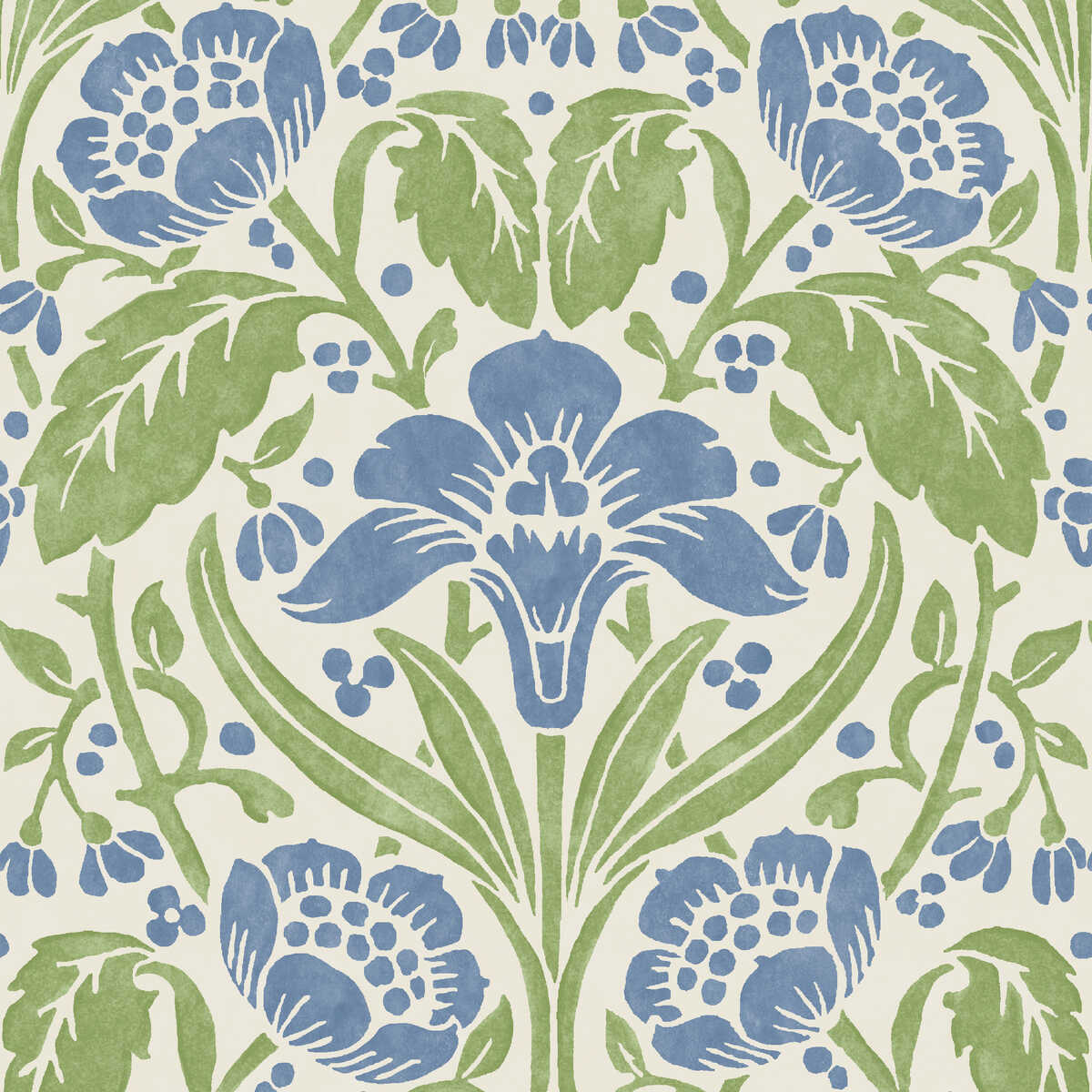 Iris Meadow - Blue/Green - G P & J BAKER Wallpaper