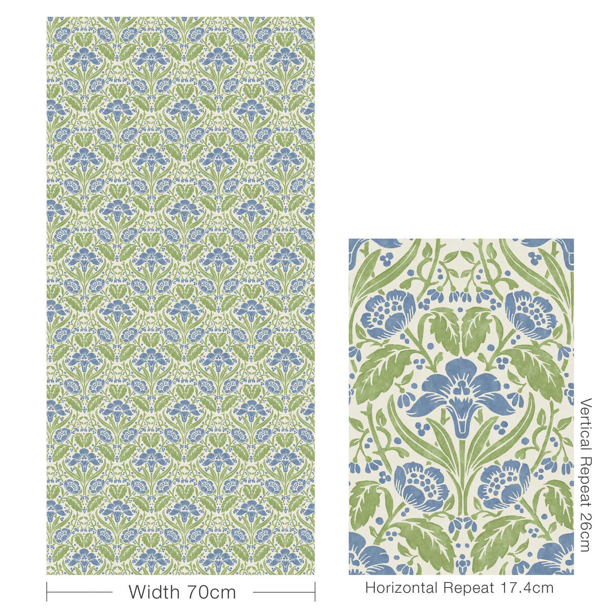 Iris Meadow - Blue/Green - G P & J BAKER Wallpaper