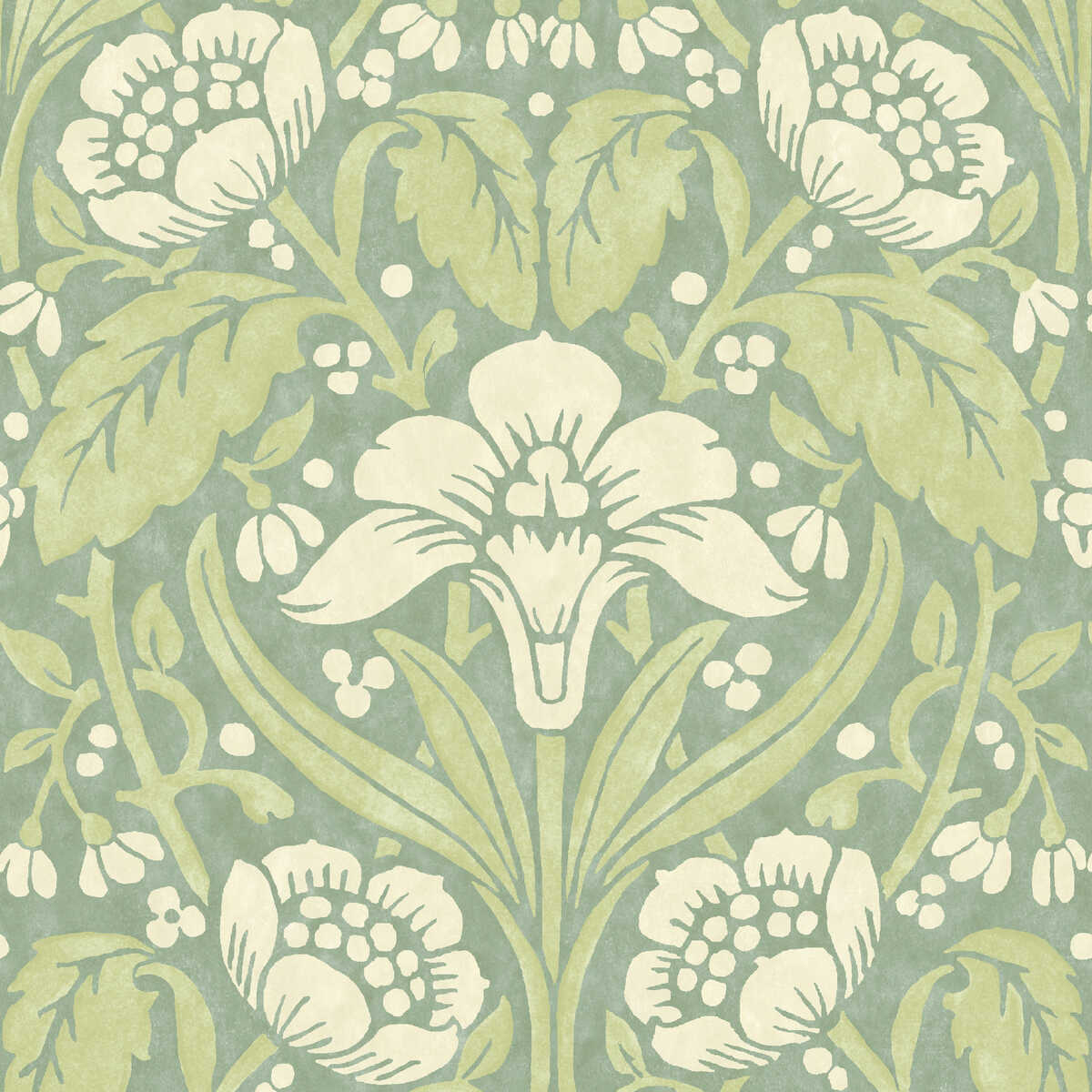 Iris Meadow - Aqua/Green - G P & J BAKER Wallpaper