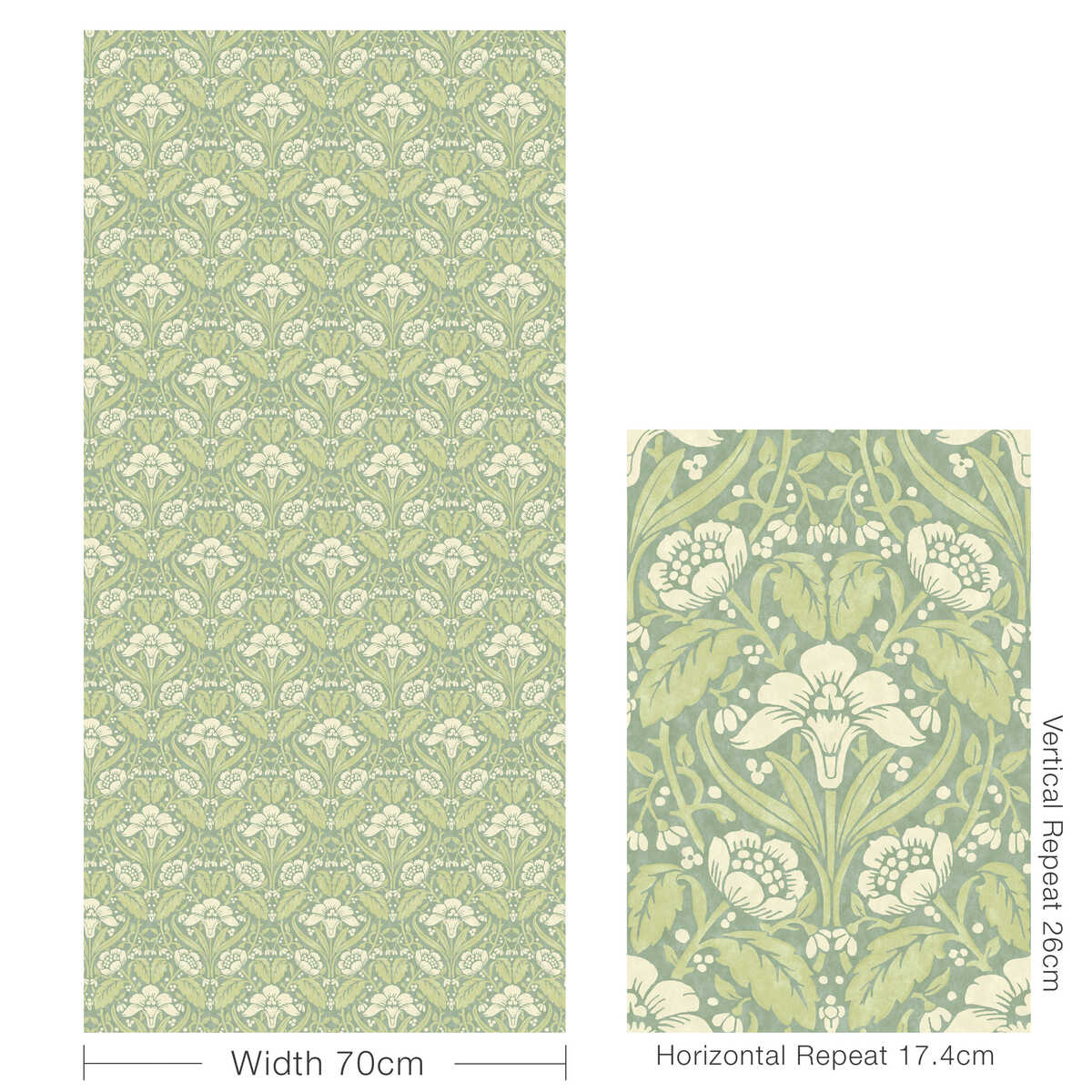 Iris Meadow - Aqua/Green - G P & J BAKER Wallpaper