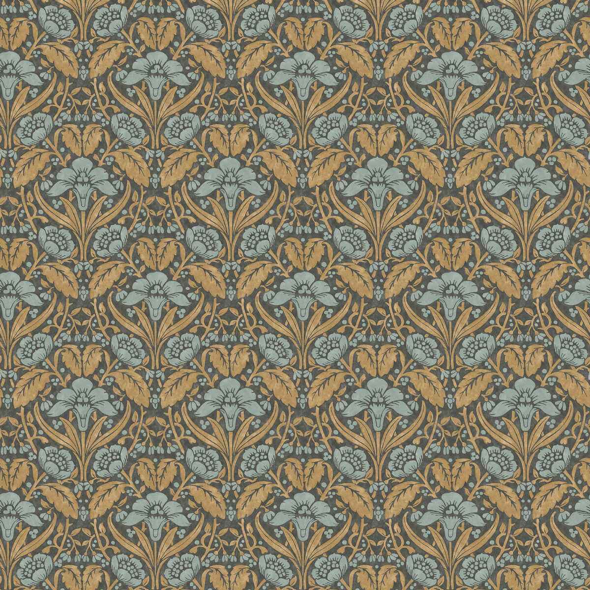 Bw4510160 Iris Meadow Aqua Ochre G P J Baker Wallpaper