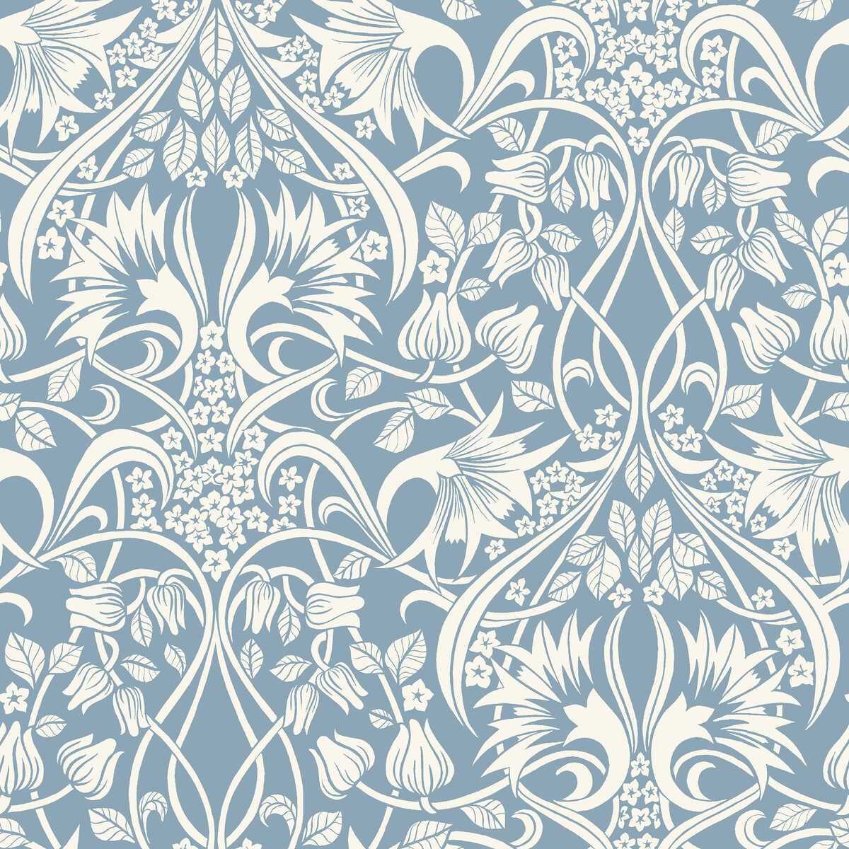 Fritillerie - Blue - G P & J BAKER Wallpaper