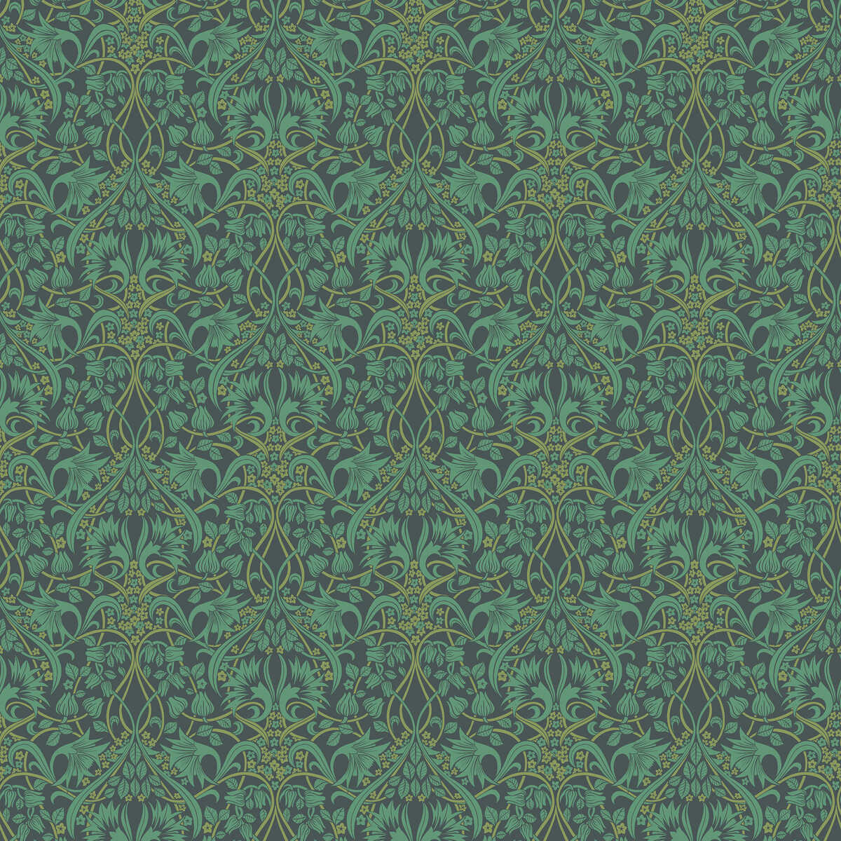 Fritillerie - Indigo/Teal - G P & J BAKER Wallpaper