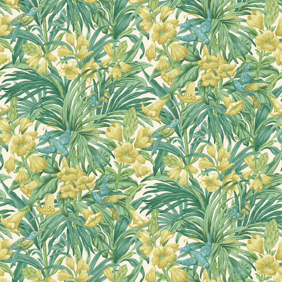Trumpet Flowers - Emerald - G P & J BAKER Wallpaper