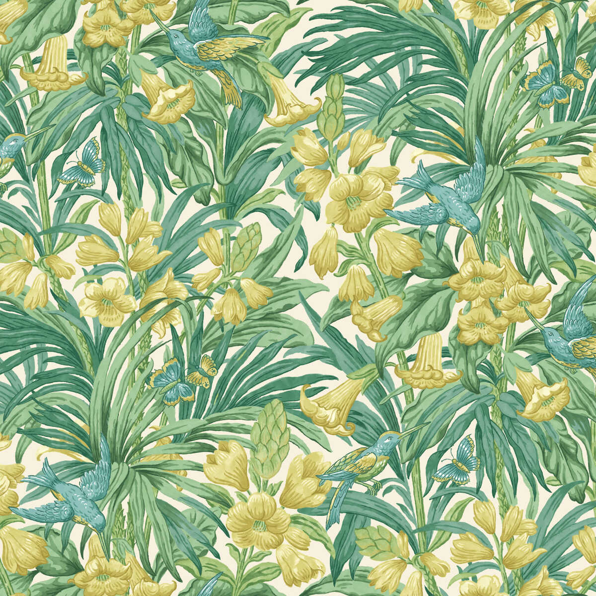 Trumpet Flowers - Emerald - G P & J BAKER Wallpaper