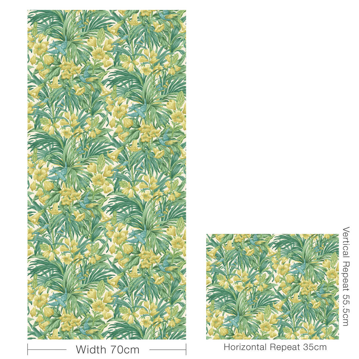 Trumpet Flowers - Emerald - G P & J BAKER Wallpaper