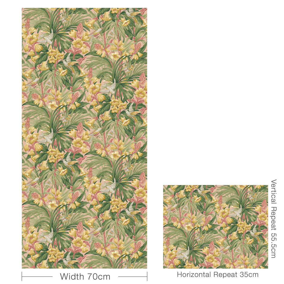 Trumpet Flowers - Blush - G P & J BAKER Wallpaper