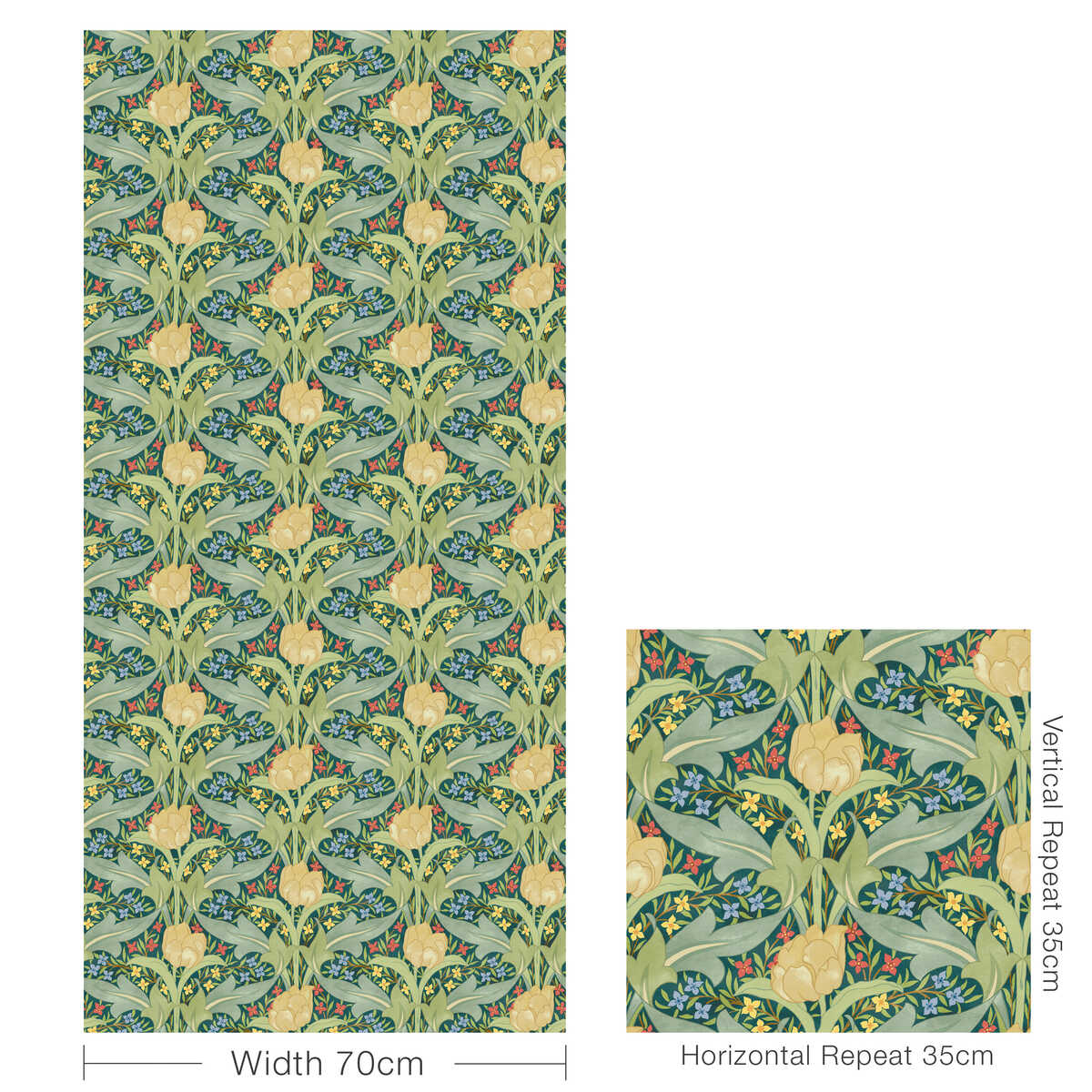 Tulip & Jasmine - Emerald - G P & J BAKER Wallpaper