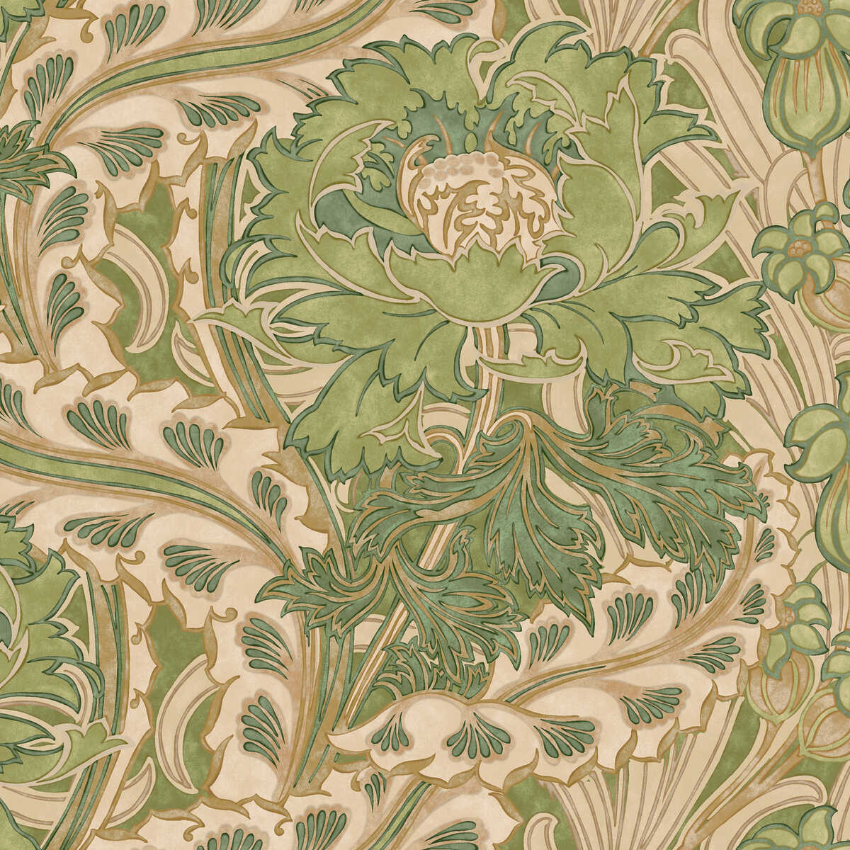 Brantwood - Green - G P & J BAKER Wallpaper