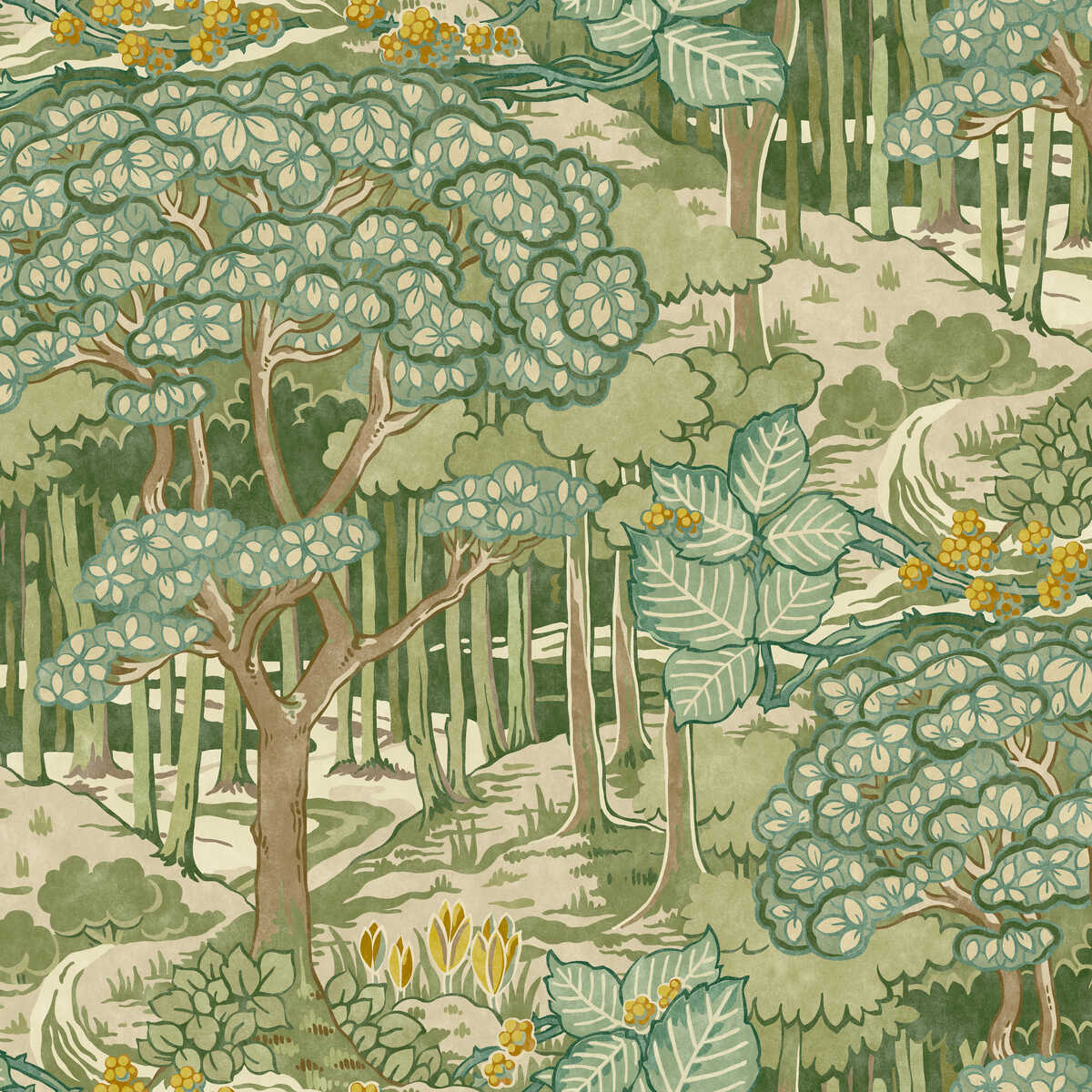 Ruskin - Green - G P & J BAKER Wallpaper
