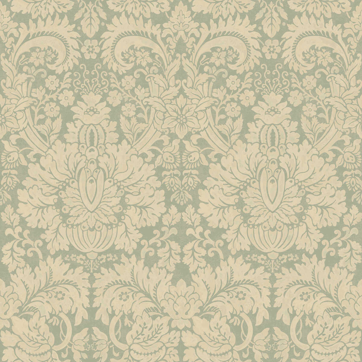 Queen'S Damask - Aquamarine - G P & J BAKER Wallpaper