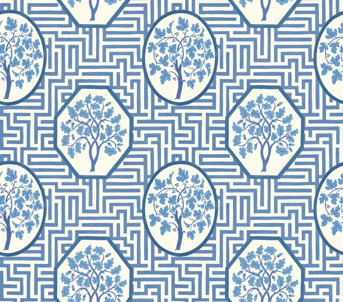 Royal Maze - Royal Blue - G P & J BAKER Wallpaper