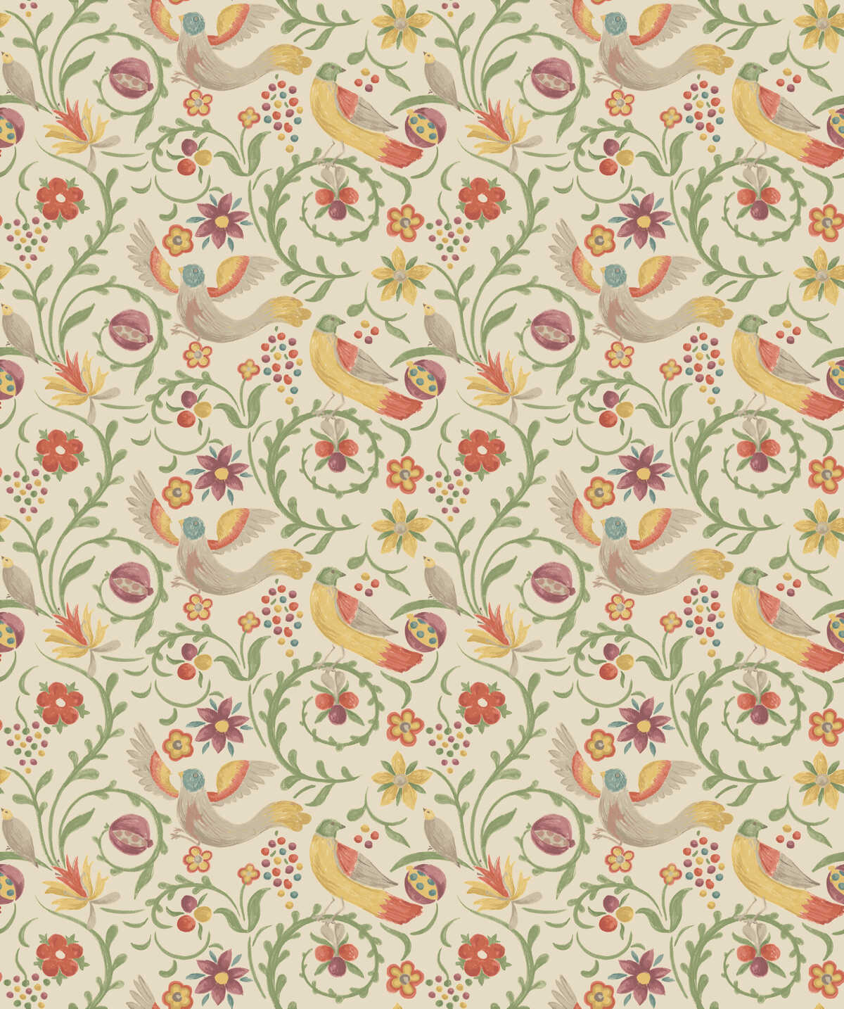 Royal Court - Red/Green - G P & J BAKER Wallpaper
