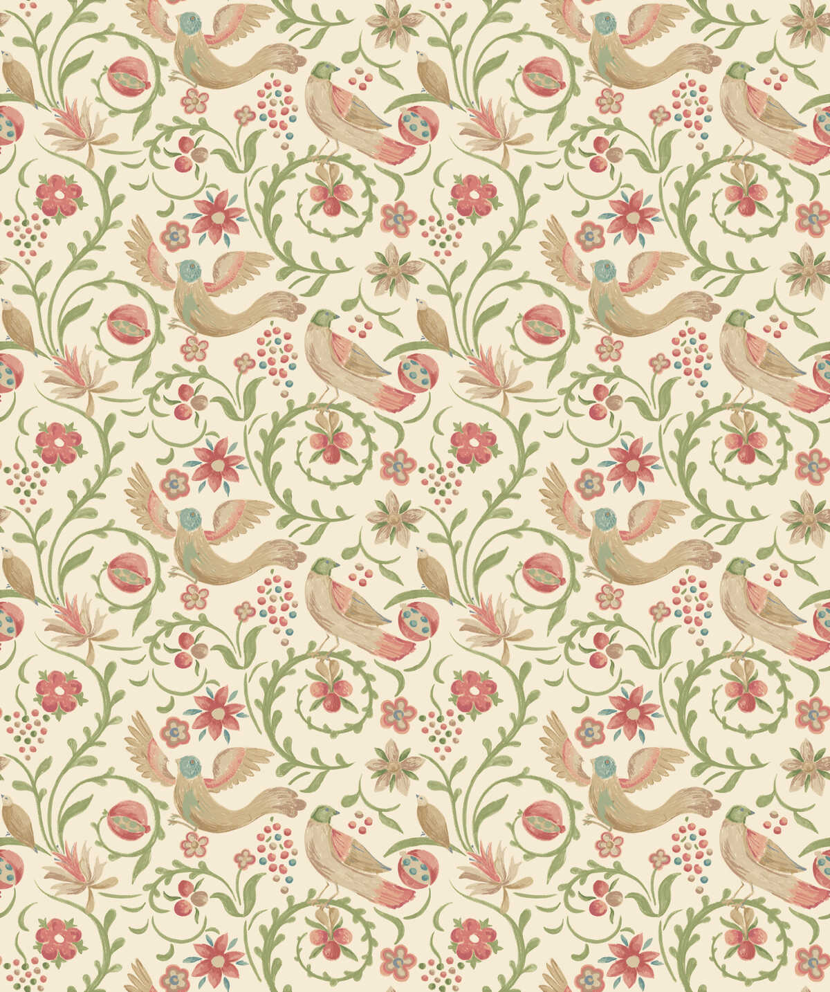 Royal Court - Pink/Green - G P & J BAKER Wallpaper