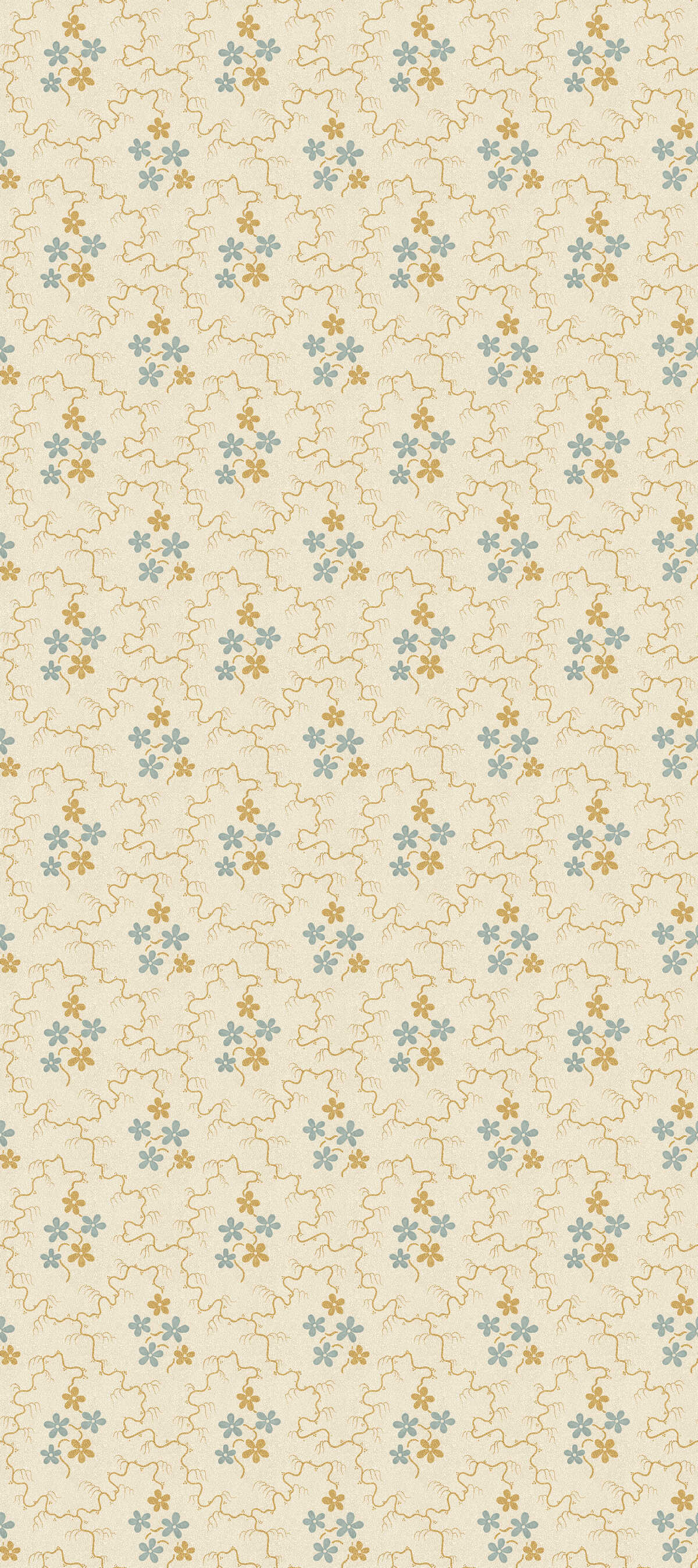 Posy - Ochre/Blue - G P & J BAKER Wallpaper