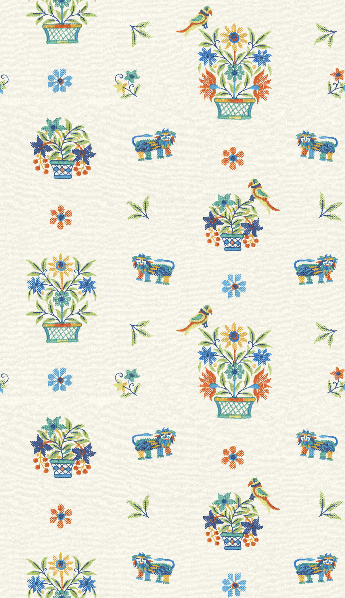 Roar Stitch - Jewel - G P & J BAKER Wallpaper