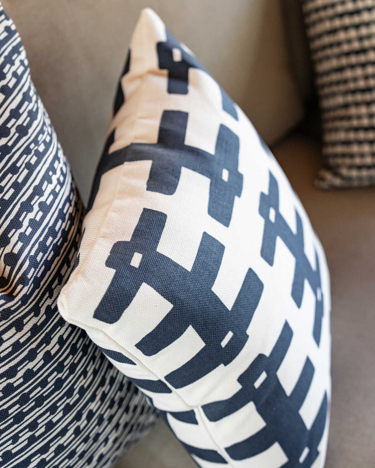 Bridge - Dark Navy/Oyster - CAROLINE CECIL TEXTILES Fabric