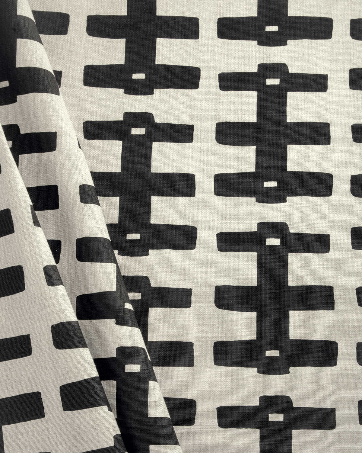 Bridge - Black/Natural - CAROLINE CECIL TEXTILES Fabric
