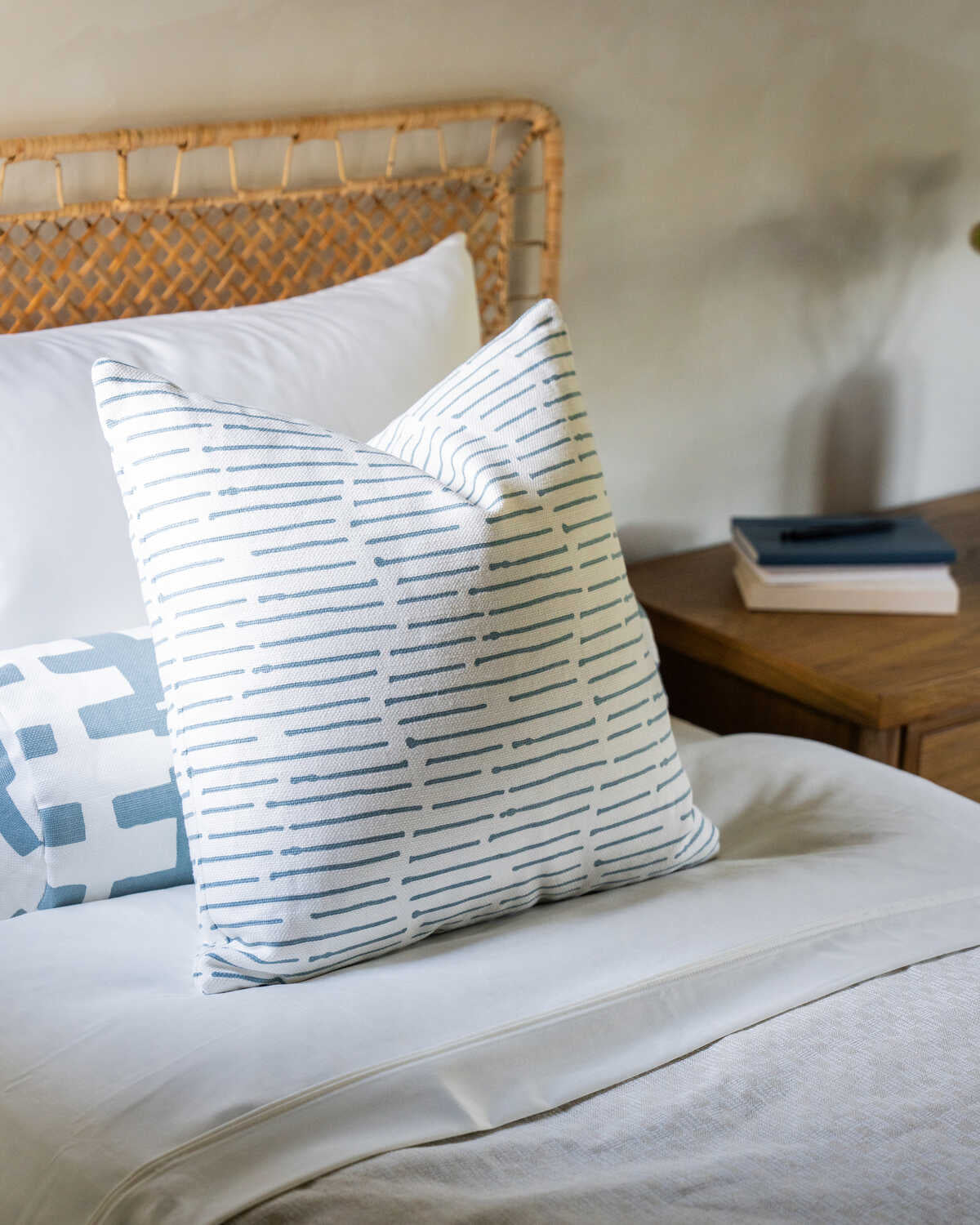 Ink Stripe - Denim/Oyster - CAROLINE CECIL TEXTILES Fabric
