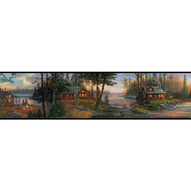 Cabin Fever Wallpaper Border - Brown/Black - York Wallcoverings - CH7842BD