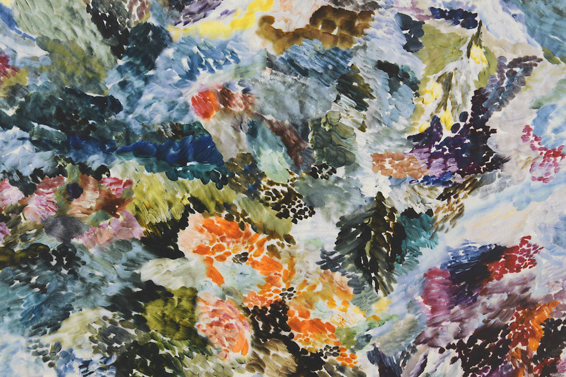 Vernissage Printed Velvet - Blue Multi - Scalamandre Fabric