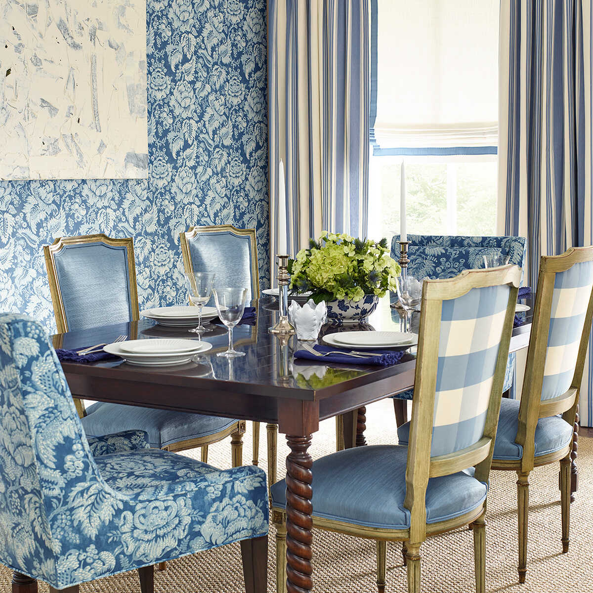 Colmar Stripe - French Blue - BRUNSCHWIG & FILS Tela