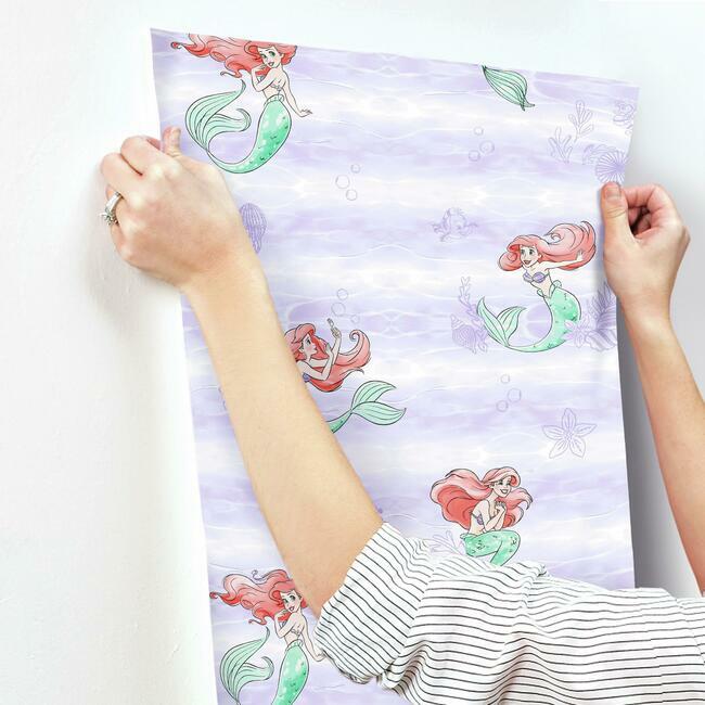 disney-the-little-mermaid-swim-wallpaper-purple-with-ariel-york-wallcoverings-di0955