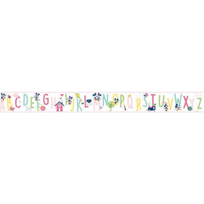 Disney Mickey Mouse ABC Wallpaper Border - Pinks/Bright - York Wallcoverings - DI0971BD