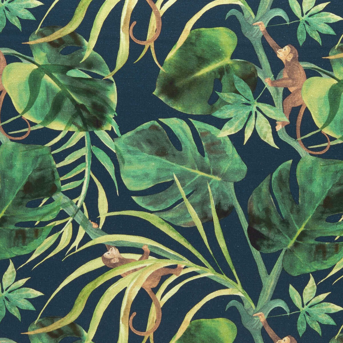 Monkey Business - Indigo - CLARKE AND CLARKE Fabric