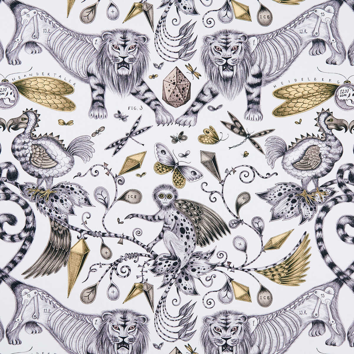 Extinct - Gold - CLARKE AND CLARKE Fabric