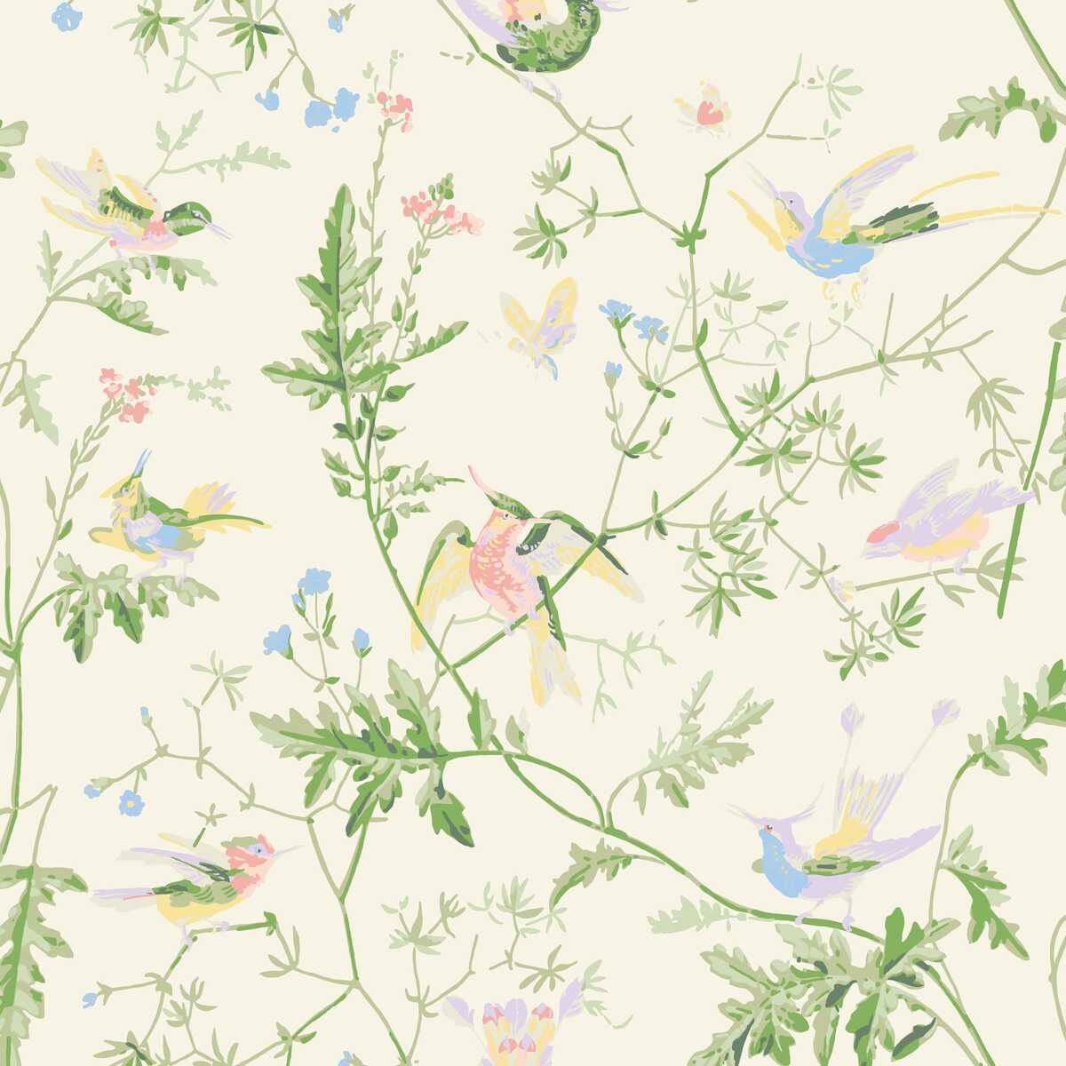 Hummingbirds Silk - Bright Multi - COLE & SON Tela