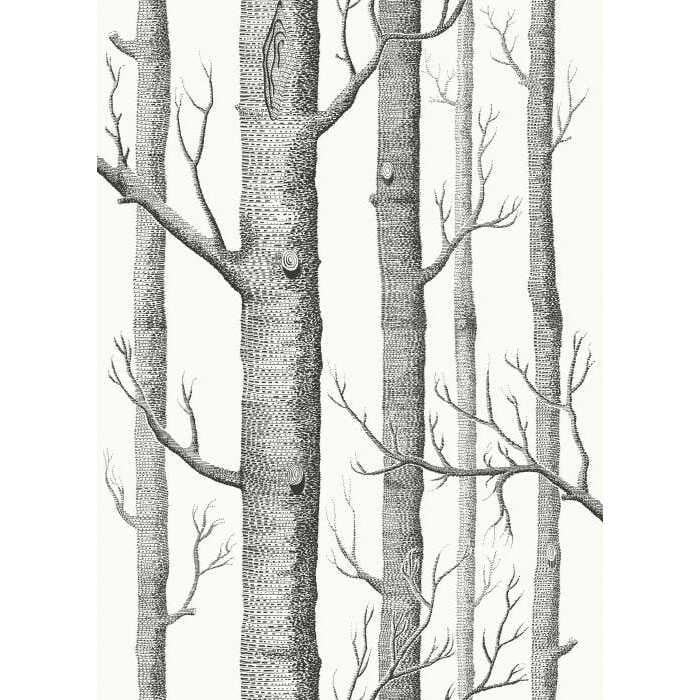 Woods Cot/Lin Print - Blk Wht - COLE & SON Fabric