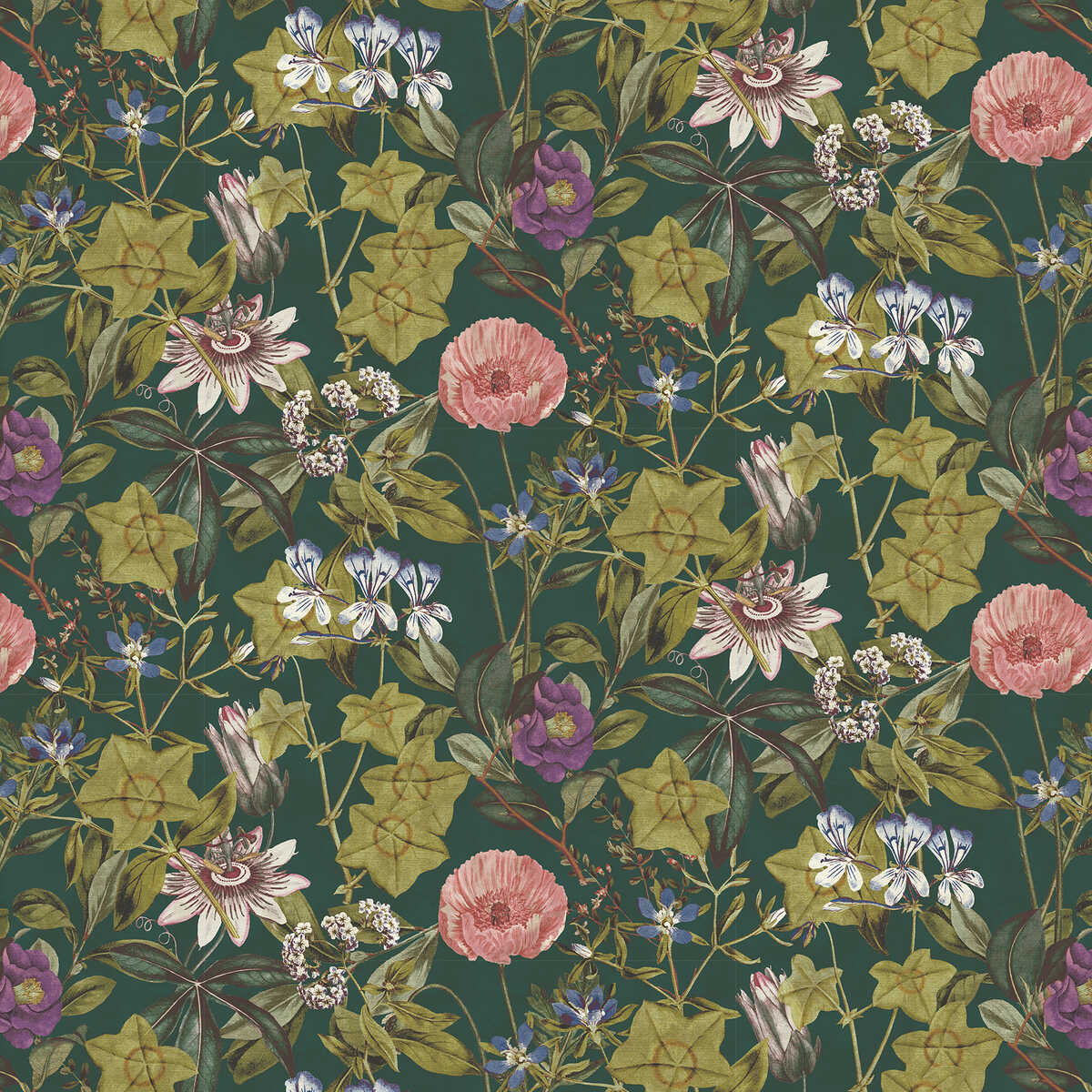 Passiflora - Emerald Velvet - CLARKE AND CLARKE Fabric