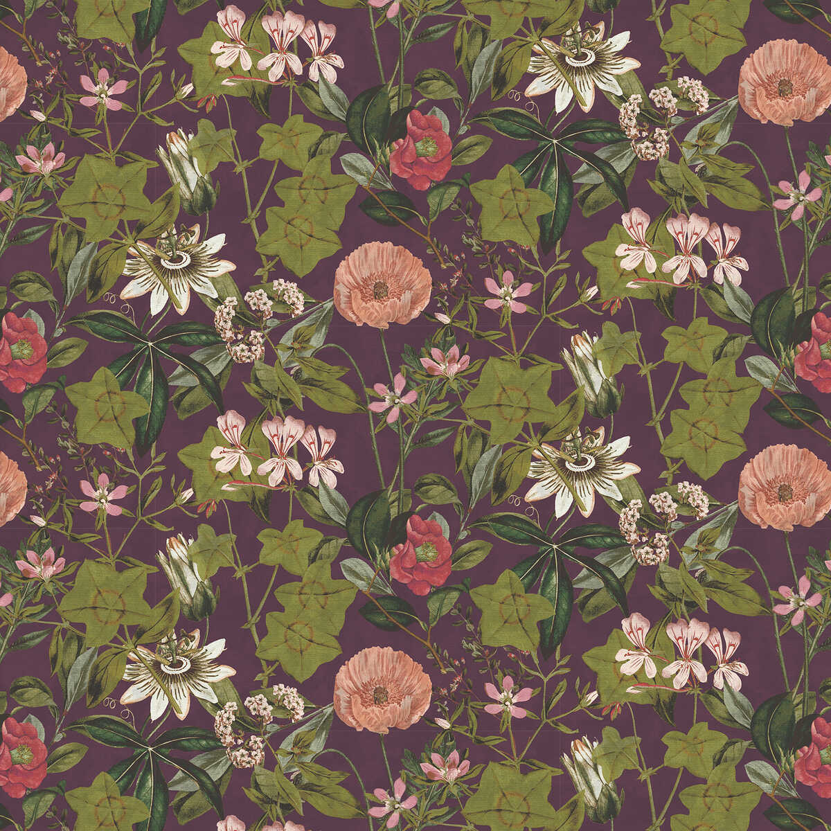Passiflora - Mulberry Velvet - CLARKE AND CLARKE Fabric