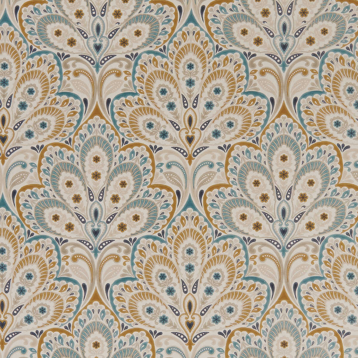Persia - Teal/Spice - CLARKE AND CLARKE Fabric