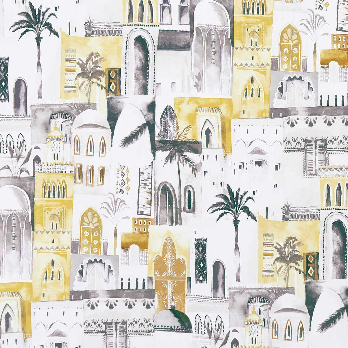 Marrakech - Charcoal/Ochre - CLARKE AND CLARKE Fabric