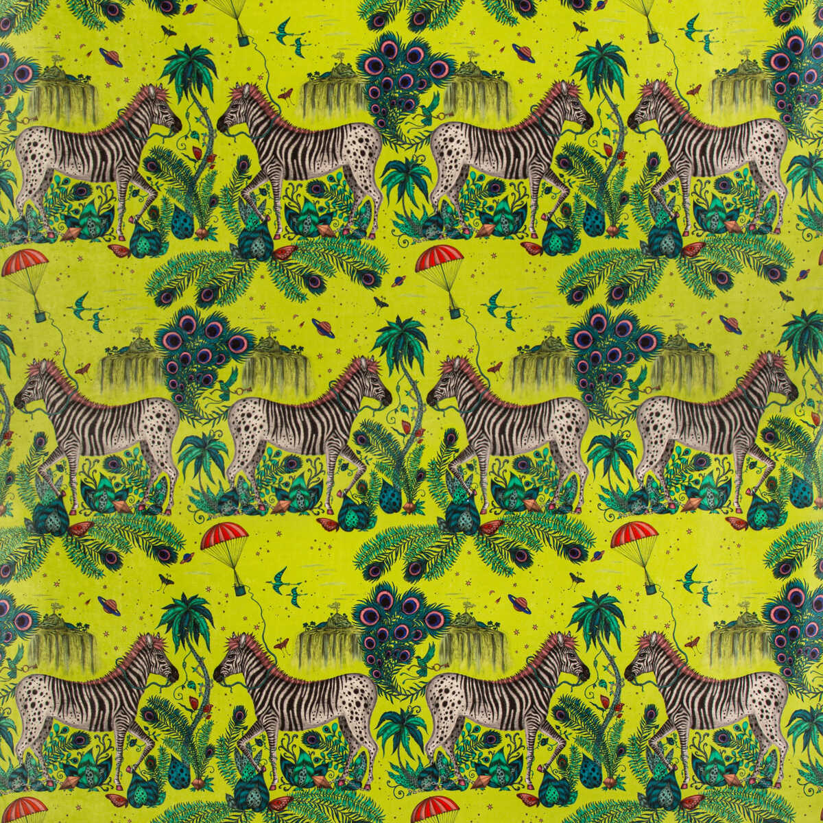 Lost World Velvet - Lime - CLARKE AND CLARKE Fabric