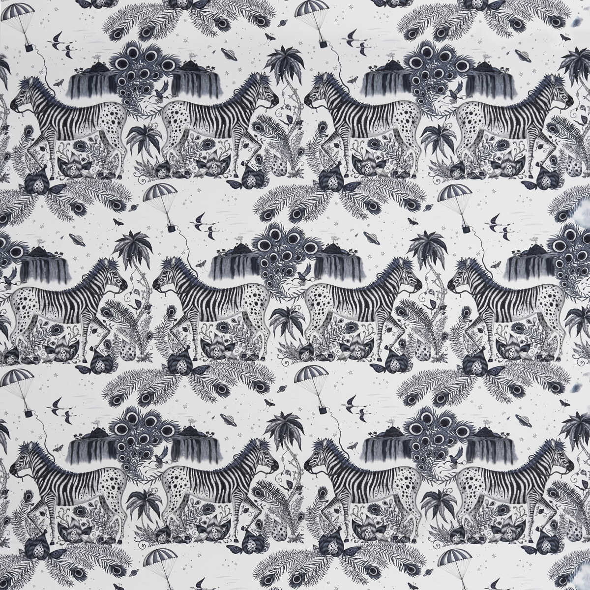 Lost World Satin - Blue - CLARKE AND CLARKE Fabric