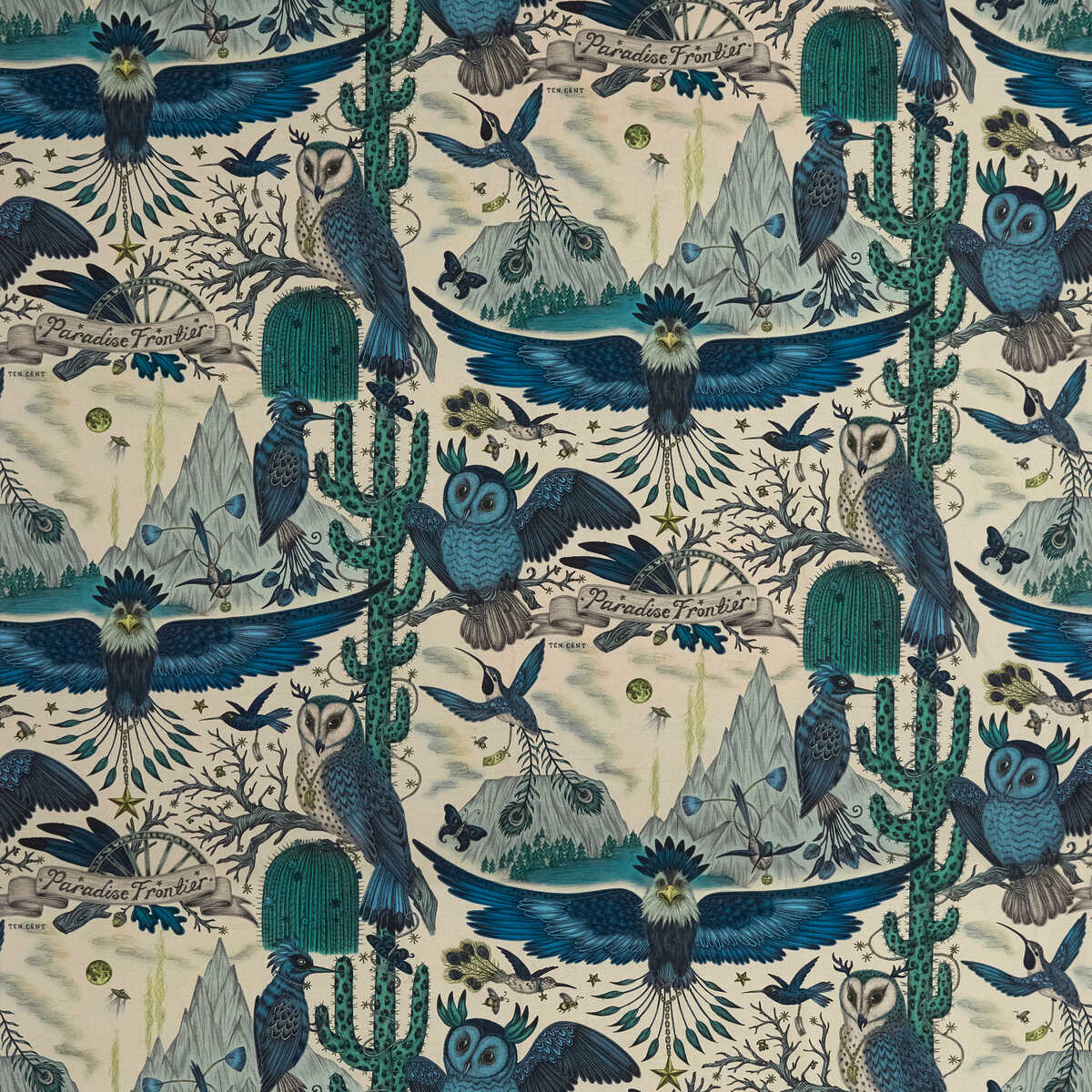 Frontier Linen - Blue - CLARKE AND CLARKE Tela