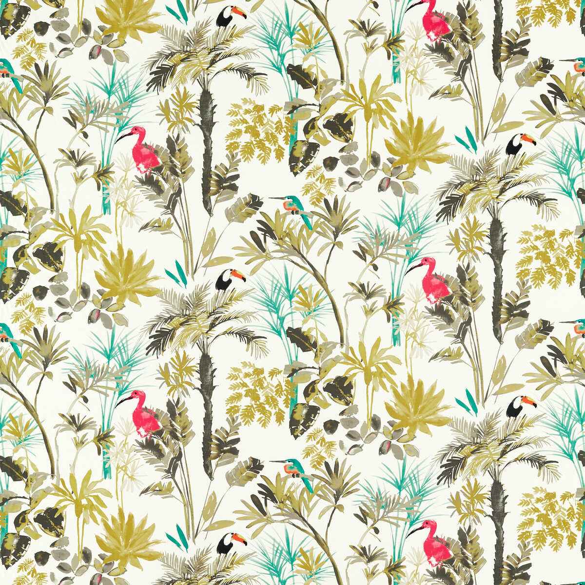 F151801cac0 Palm Charcoal Citron Clarke And Clarke Fabric