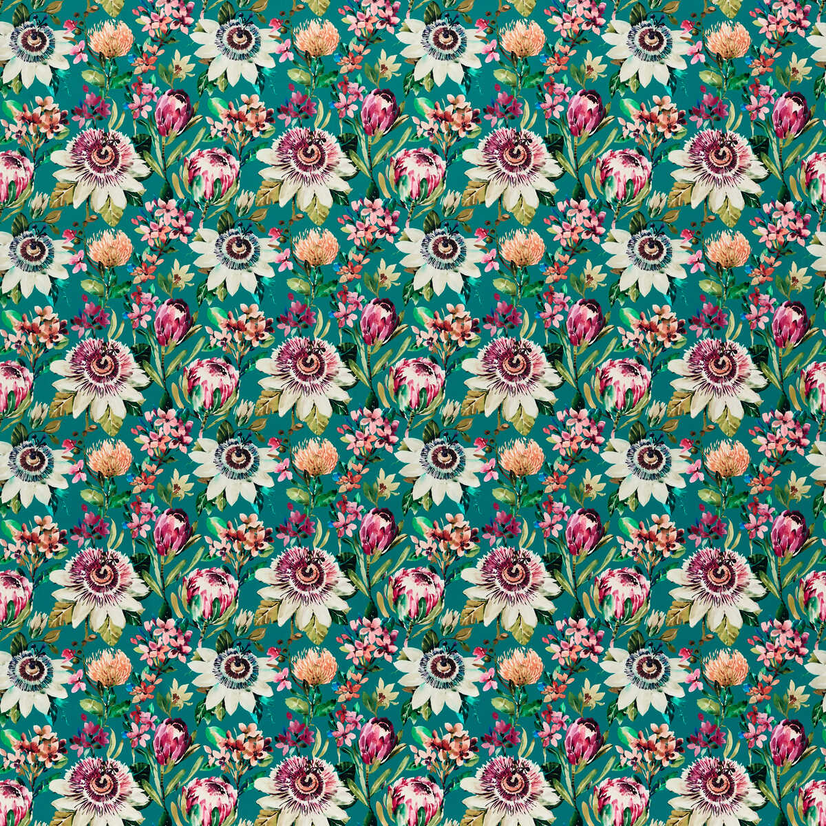 Paradise - Teal Velvet - CLARKE AND CLARKE Fabric