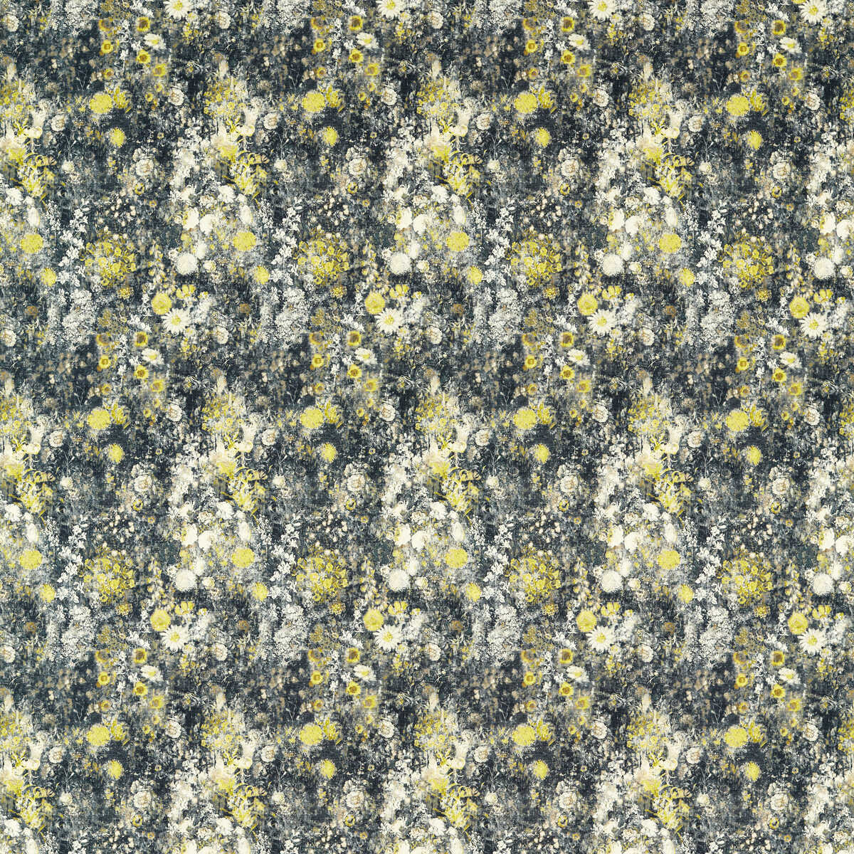 Rosedene - Charcoal/Chartreuse - CLARKE AND CLARKE Fabric