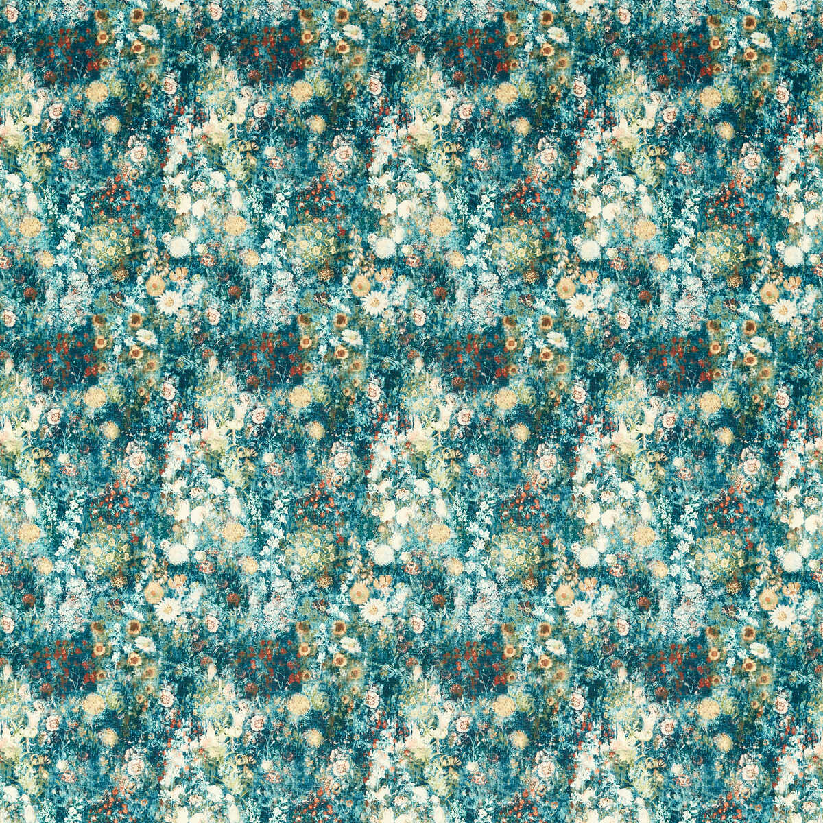 Rosedene - Denim/Spice - CLARKE AND CLARKE Fabric