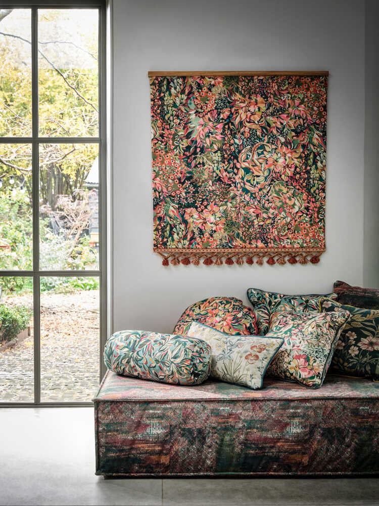 Aubrey Velvet - Forest/Raspberry - CLARKE AND CLARKE Fabric