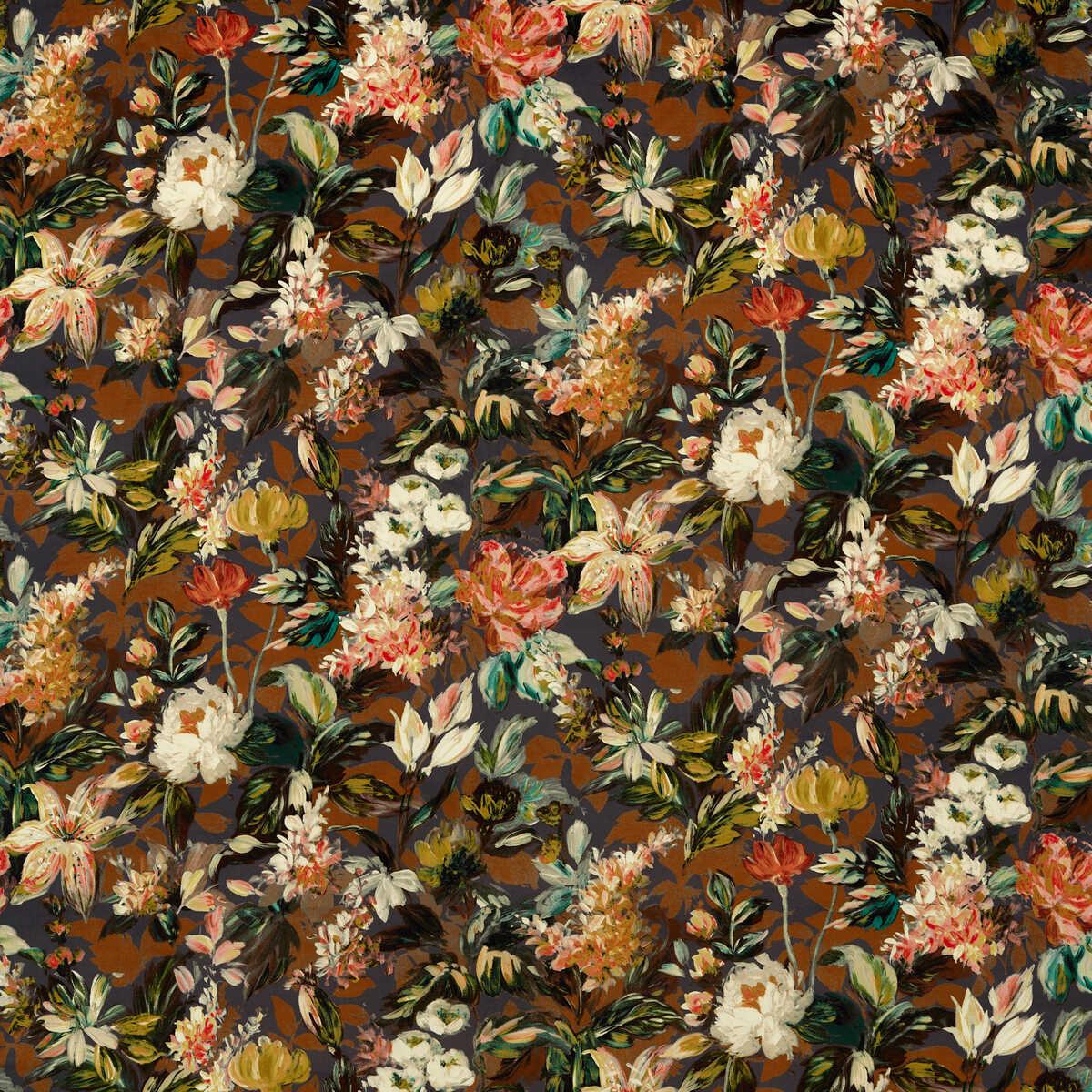 Lilum - Russet Noir Velvet - CLARKE AND CLARKE Fabric