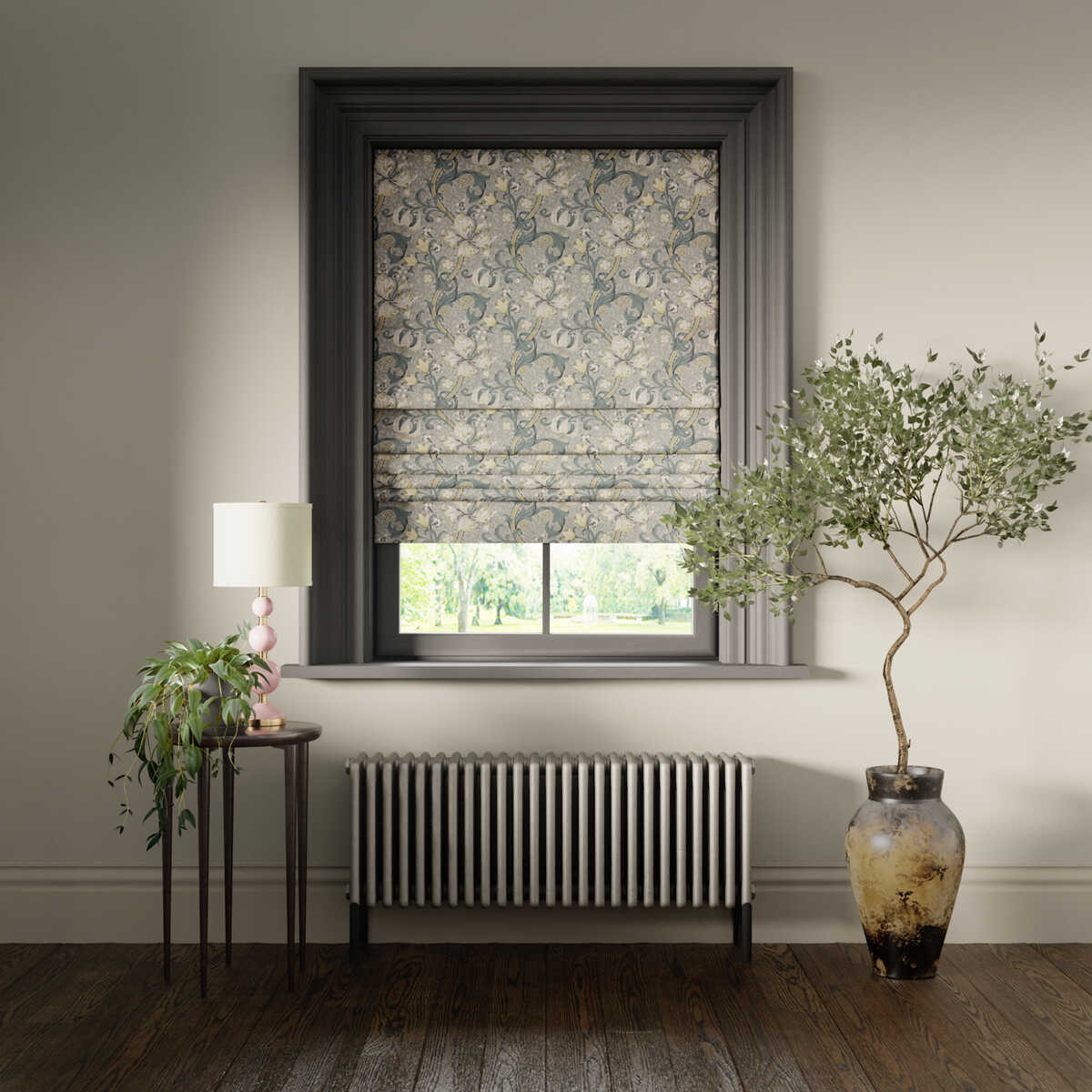Golden Lily - Slate/Dove - CLARKE AND CLARKE Fabric