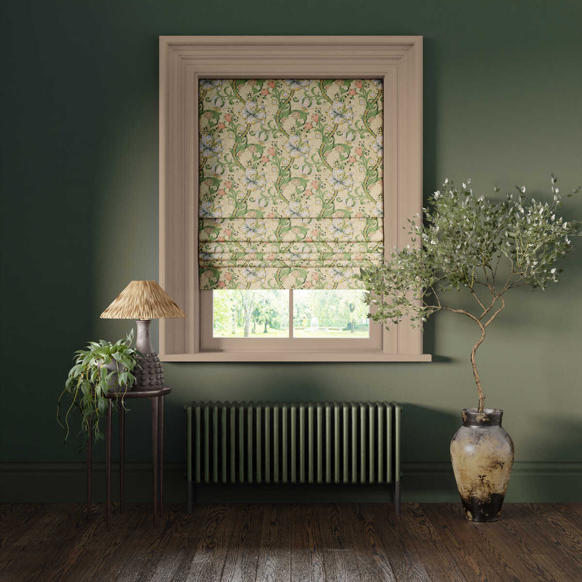 Golden Lily - Linen/Blush - CLARKE AND CLARKE Fabric