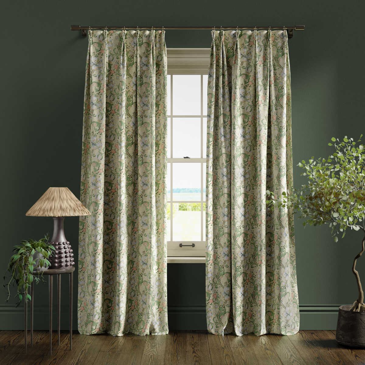 Golden Lily - Linen/Blush - CLARKE AND CLARKE Fabric