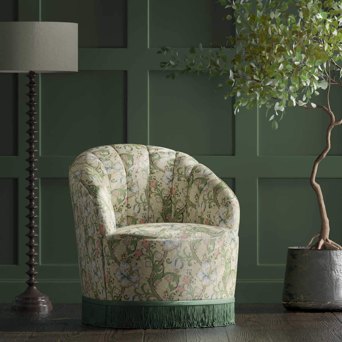 Golden Lily - Linen/Blush - CLARKE AND CLARKE Fabric